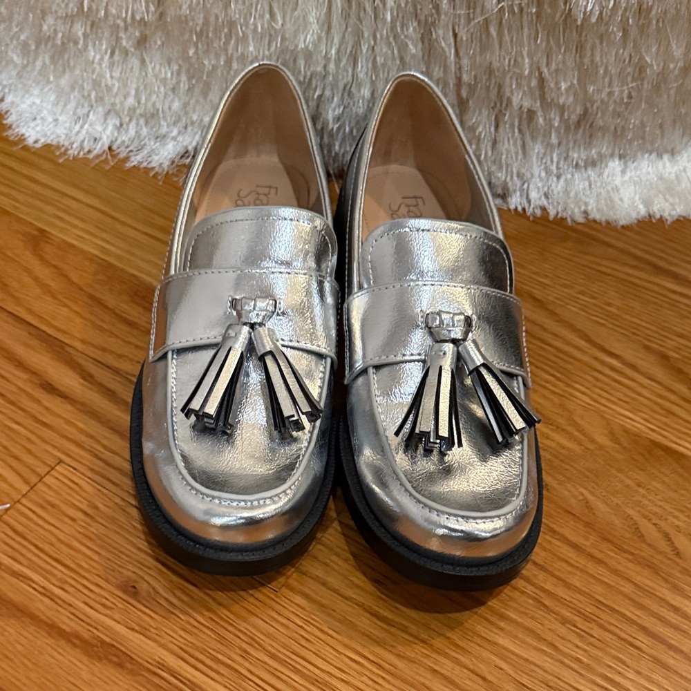 Franco Sarto Silver Tassel Loafers